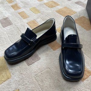 Girls Navy Blue Shoe Be Doo Leather Loafer 33 3 Nib